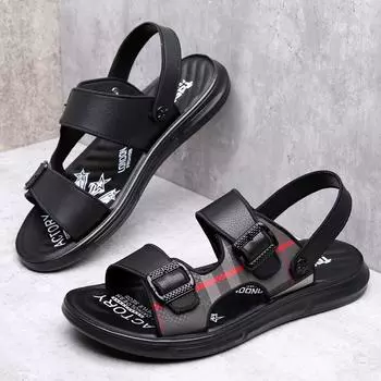 Сандалии мужские модные 2025 летние туфли для отдыха на открытом воздухе пляжные мужские тапочки для отдыха на море верхняя одежда 38