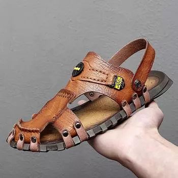 Сандалии мужские модные большие размеры новые летние дышащие нескользящие мягкие подошвы корейская версия повседневные мужские сандалии пляжные туфли 38 чёрный