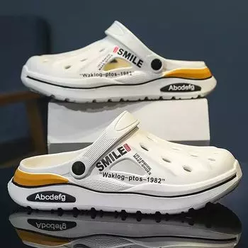 Сандалии мужские пляжные тапочки толстая подошва нескользящие сандалии водная обувь для женщин классические мюли кроссовки сандалии для отдыха на открытом воздухе 44-45 белый