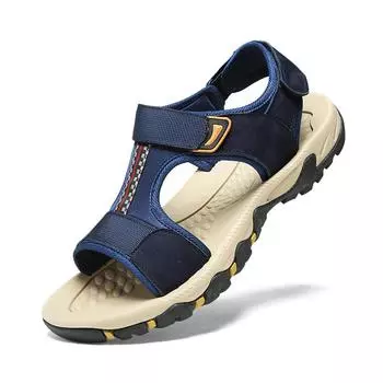 Сандалии мужские пляжные туфли кожаные летние сумка голова повседневная обувь нескользящая толстоподошвенная крутая кожаная обувь дышащая спортивная обувь для улицы 39