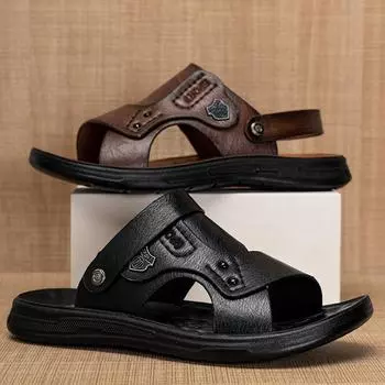 Сандалии мужские повседневные летние новые водонепроницаемые нескользящие с мягкой подошвой для вождения пляжные туфли двойного назначения мужские крутые тапочки 39