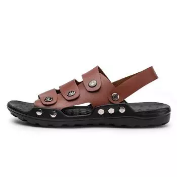 Сандалии мужские с мягкой подошвой, летняя дышащая уличная повседневная обувь Baotou, трендовая пляжная обувь 40 коричневый