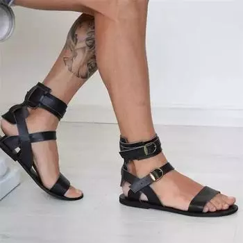 Сандалии мужские туфли PU однотонные модные повседневные уличные пляжные индивидуальные освежающие простые сандалии с пряжкой на ремне CP004 38 белый