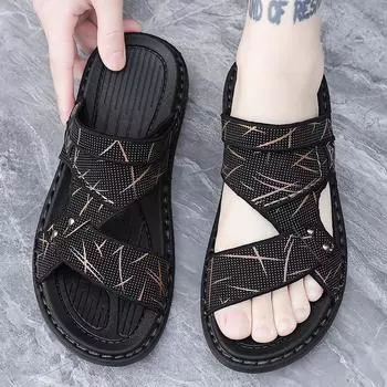 Сандалии мужские высокого качества мужские модные пляжные летние мужские подростковые и студенческие носят две классные тапочки тапочки 39 коричневый