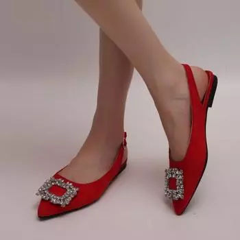 Сандалии на низком каблуке с бриллиантами, женская обувь, новые летние модные женские босоножки с острым носком на высоком каблуке 35