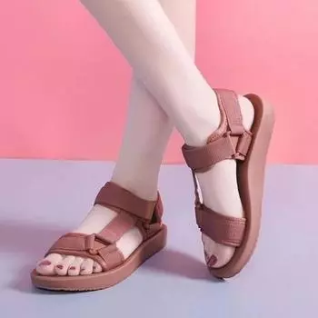 Сандалии на плоской подошве для отдыха на открытом воздухе, женские летние сандалии на платформе 2024 года, мягкие, удобные, римские сандалии для женщин, пляжная обувь, черный цвет 36