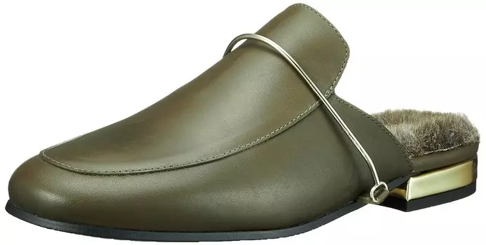 Сандалии на плоской подошве Fur Mule Темно-зеленый см 2E [Bontre] Женские 22.5 темно-зеленого