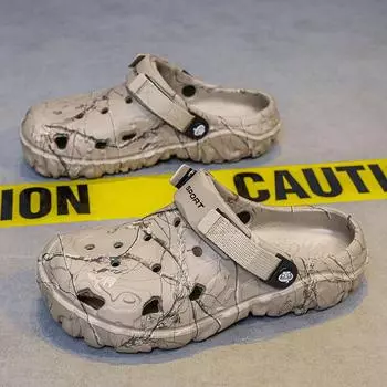 Сандалии на плоской подошве Мужская обувь 2025 Тапочки Мужские сандалии для сада на платформе Мужские летние сандалии Мужские кроссовки Шлепанцы для улицы Домашние сабо 41