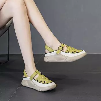 Сандалии на плоской подошве Повседневная обувь 35 зелёный