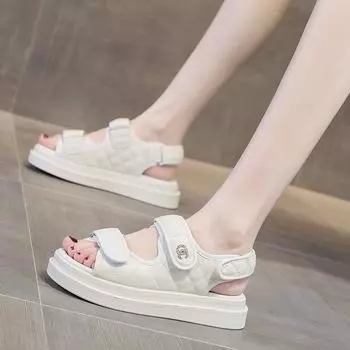 Сандалии на плоской подошве Повседневные кроссовки Туфли на толстой подошве 35 чёрный