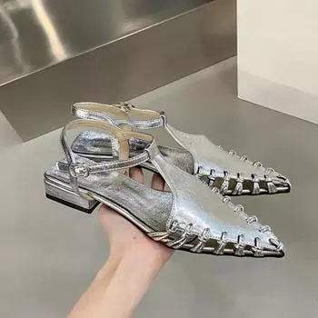 Сандалии на плоской подошве с острым носком, женская летняя повседневная обувь, модные новые тапочки, дизайнерские пляжные прогулочные удобные трендовые женские туфли 35