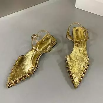 Сандалии на плоской подошве с острым носком, женская летняя повседневная обувь, модные новые тапочки, дизайнерские пляжные прогулочные удобные трендовые женские туфли 35