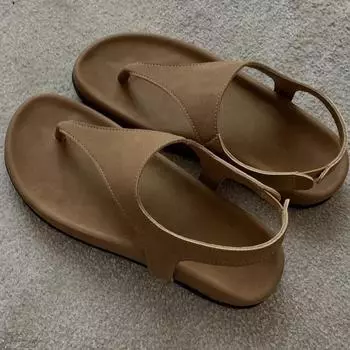 Сандалии на плоской подошве с застежкой-молнией, повседневные, современные, на низком каблуке, однотонные, 2025 г., высококачественные женские туфли с ремешком сзади, римские женские сандалии 35 чёрный