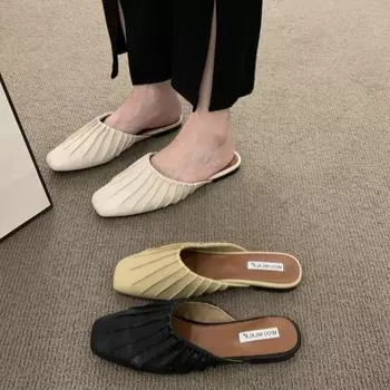 Сандалии на плоской подошве, Single Shoe Temperament, женская обувь, новинка сезона весна/лето 2023 г., для ношения на открытом воздухе 36 чёрный