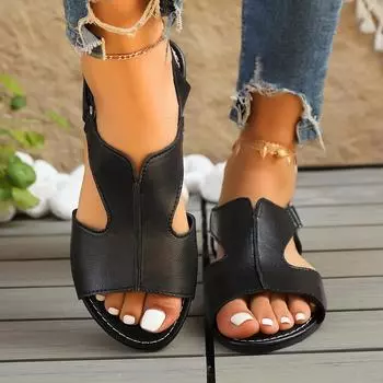 Сандалии на плоской подошве женские сандалии пляжные комбинированные на мягкой подошве 36 чёрный