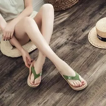 Сандалии на пляже Шлепанцы Женские тапочки Зеленые туфли для женщин Туфли на танкетке ПВХ Повседневное элегантное и модное предложение 36