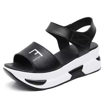 Сандалии на танкетке для женщин 2024 года, повседневные спортивные пляжные сандалии, обувь на танкетке, летняя обувь на платформе 9 см, каблуки женские, слипоны, открытый носок 35 белый