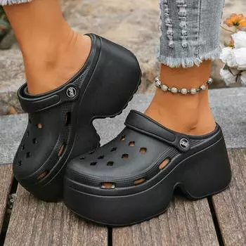 Сандалии на толстой платформе с закрытым носком, мягкие подошвы, женские летние пляжные босоножки с открытыми клиньями 35-36