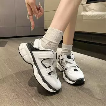 Сандалии на толстой подошве с ажурной сеткой, дышащие и удобные, повседневные и универсальные сандалии 35 белый