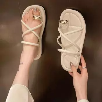 Сандалии на толстой подошве женские 2024 новые летние мягкие подошвы высокие повседневные римские сандалии маленькие женские туфли сандалии женские сандалии 35 чёрный