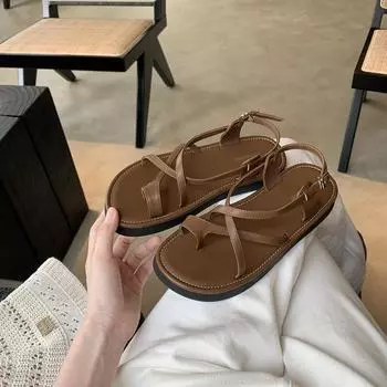 Сандалии на толстой подошве женские 2024 новые летние мягкие подошвы высокие повседневные римские сандалии маленькие женские туфли сандалии женские сандалии 35 серебряный