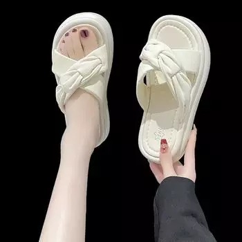 Сандалии на толстой подошве, женские пляжные тапочки, женская летняя верхняя одежда, повседневная обувь Cross One Word Drag, женская обувь, модная женская дышащая обувь 35