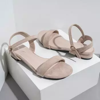 Сандалии на толстом каблуке для женщин 2024 года, новые летние цельные сандалии для женщин, универсальные большие сандалии на низком каблуке 42 43, женская обувь на каблуках 33 чёрный