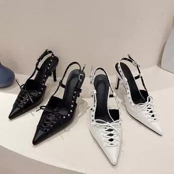 Сандалии на воздушной подушке, новые летние элегантные женские туфли на среднем каблуке и высоком каблуке с заклепками, одинарные туфли