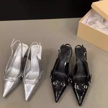 Сандалии на высоком каблуке для женщин, туфли, женские, с коротким носком, бежевые, на высоком каблуке, новые, на шпильках, модные, для девочек, закрытые, низкие 34 серебряный