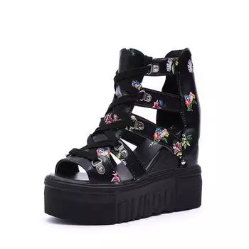 Сандалии на высоком каблуке. Женские летние новые стильные сандалии на платформе с вырезами «рыбий рот». 42