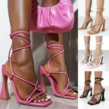 Сандалии на высоком каблуке Женские сексуальные босоножки на шпильке 41 белый