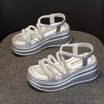 Сандалии Rome с толстой подошвой, увеличивающие рост, повседневные сандалии 34 чёрный