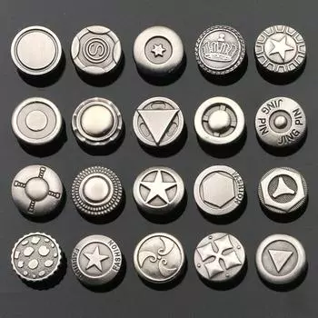 Сандалии с металлической пряжкой-заклепкой, мужская пляжная обувь с пуговицами, летние тапочки с пряжками-заклепками, аксессуары на каблуках 1 #[6 sets] * Inner diameter 3.8cm * Round