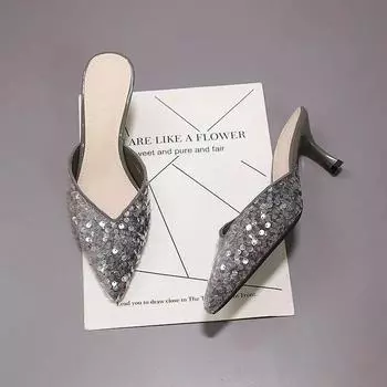 Сандалии с острым носком на каблуке женские тапочки со стразами женские туфли с драгоценностями кристаллы стильные дизайнерские роскошные Eva Vip 39 35