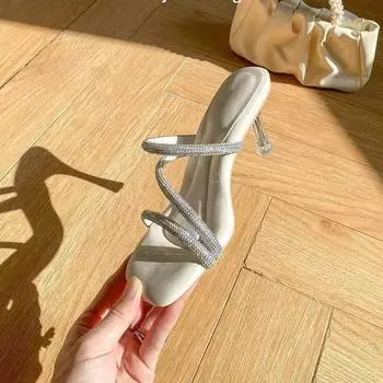 Сандалии с открытым носком и шнуровкой, женские летние новые плоские туфли на мягкой подошве для студентов, вечерние туфли в римском стиле с квадратной головкой, женская обувь 35