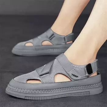 Сандалии с сетчатой накладкой, дышащая повседневная обувь для вождения, рабочая пляжная обувь, размеры 39–44 39 бежевый