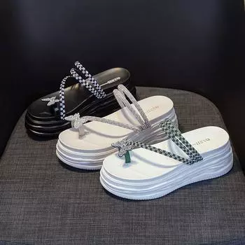 Сандалии с толстой подошвой Mop Sandals Туфли-муффины с толстой подошвой для женщин 33 чёрный