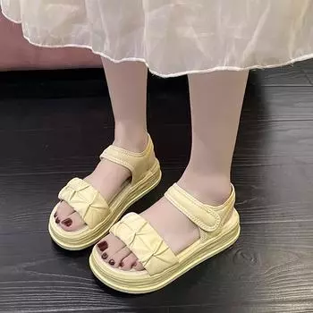 Сандалии с толстой подошвой, женская верхняя одежда, модные повседневные пляжные сандалии Muffin 35 жёлтый