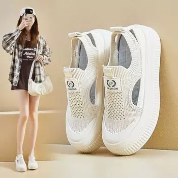 Сандалии с толстой подошвой, женские летние, полые, дышащие, нишевые, повседневные, на одну ногу, со стременами, кексы, спортивная обувь для досок, женская, прилив 35 бежевый