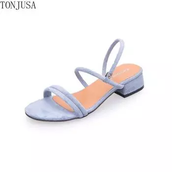 Сандалии с тонким ремешком и квадратной пряжкой Удобные сандалии Wild Word 35 чёрный