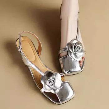Сандалии с закрытым носком. Женские весенне-летние стильные туфли на высоком каблуке во французском стиле на массивном каблуке. 34 грязно-белый