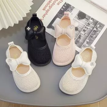 Сандалии с закрытыми носками для девочек, дышащая детская летняя пляжная обувь, детская обувь с полой сеткой, нескользящая, универсальная, 2024 г., новинка 21 бежевый