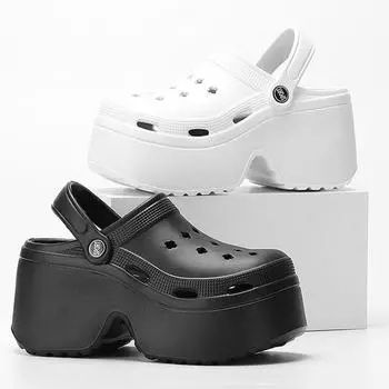 Сандалии-сабо Lucyever 2024 на толстой платформе для женщин, летние нескользящие пляжные тапочки для женщин, сандалии из ЭВА с толстой подошвой 35-36 белый