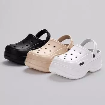 Сандалии-сабо на толстой платформе для женщин 2024 года, летние нескользящие пляжные тапочки, женские сандалии на толстой подошве из ЭВА-танкетки, садовая обувь 36-37 белый