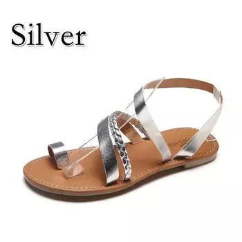 Сандалии-шлепанцы летние женские шлепанцы плетеные повседневные пляжные туфли на плоской подошве римские женские сандалии на низком каблуке тапочки sandalias mujer 558 8 золотой