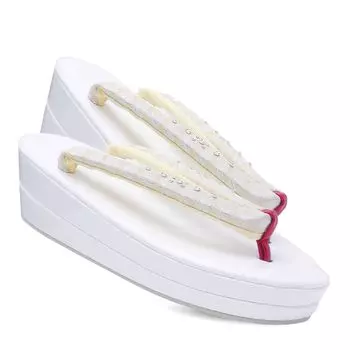 Сандалии со стразами и толстой подошвой, 2 ядра, мягкие ремешки, которые причиняют боль [NISHIORI] 6,5 см не будут (ЛЛ, БЕЛЫЙ) белый