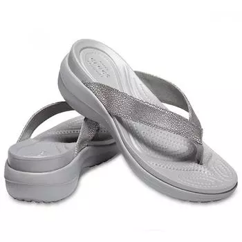 Сандалии-тапочки Crocs Tqj 205782 00n Capri с металлическим текстом и клиновидной подошвой 250