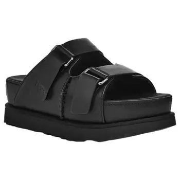 Сандалии тапочки кожаные на платформе толстая подошва Golden Star GOLDENSTAR HI SLIDE 1152651 [UGG] женские ЧЕРНЫЕ(ЧЕР) US8(25,0 см) [Элемент]