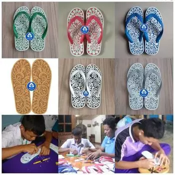 Сандалии-тапочки, шлепанцы, резиновые стринги, пара обуви ручной работы с рисунком цветов для мужчин и женщин, унисекс для детей 230 mm