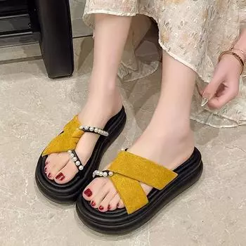 Сандалии тапочки женские летняя верхняя одежда с юбкой Fairy A Word Drag толстая подошва повседневная пляжная обувь женская мода женская летняя дышащая обувь 35